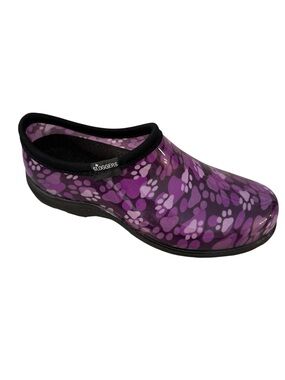 Sloggers Purple paw print Waterproof Garden Clog